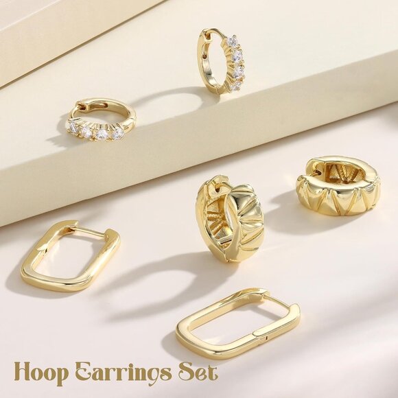 🆕 Women Gold Trendy Small Hoop Earrings Twisted Huggie Thick Open Chunky Stacks - Picture 5 of 7